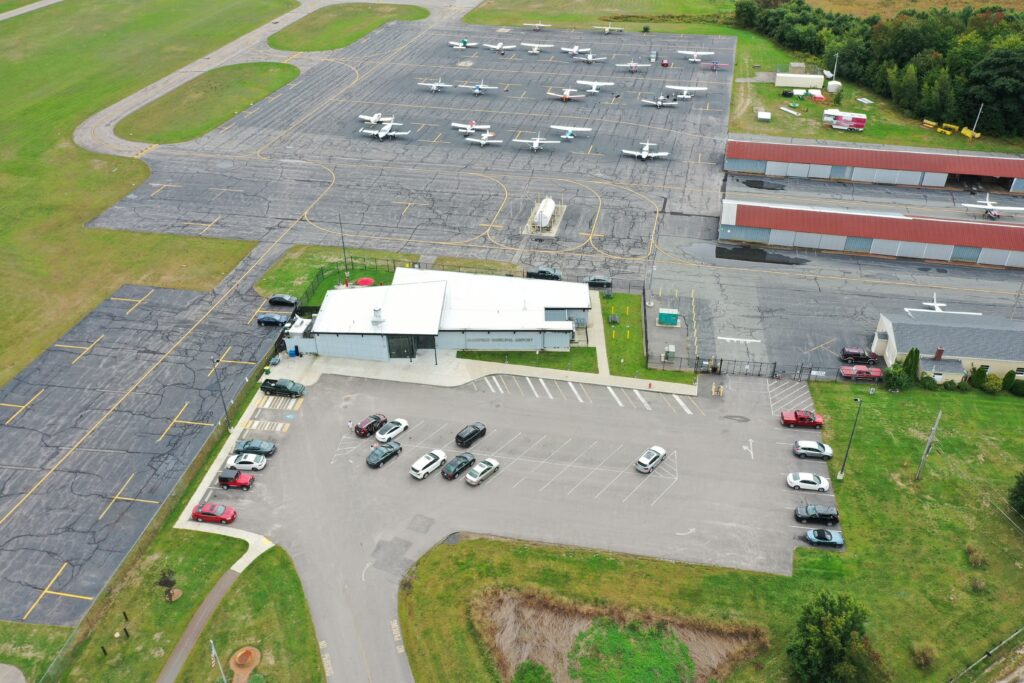 Overhead View Of The Airport Administration Building And The East And Main Aprons